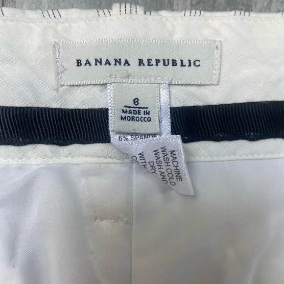 Banana Republic Striped Wide Leg Lined Trousers Dress Pants Slacks White Size 6 - Picture 2 of 10